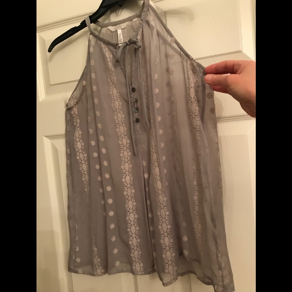 Anthropologie cute! Sheer gray top